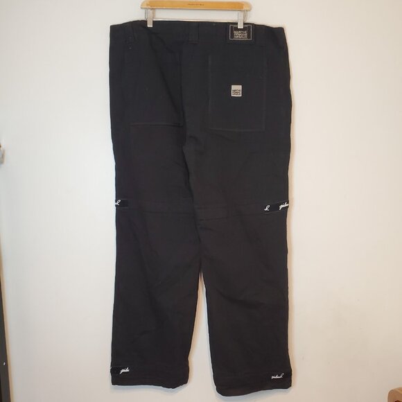 Y2K Marithe Francois Girbaud Strap Baggy Wide Cargo Jeans Black Size 40 - Picture 2 of 7